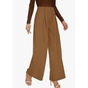 Kiczoy Wide Leg Pleated Front Pants Womens XS Brown